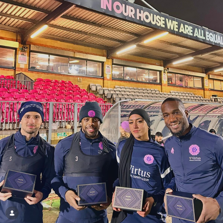 Nujum Sports donate Ramadan packs to members of our 1st team players.