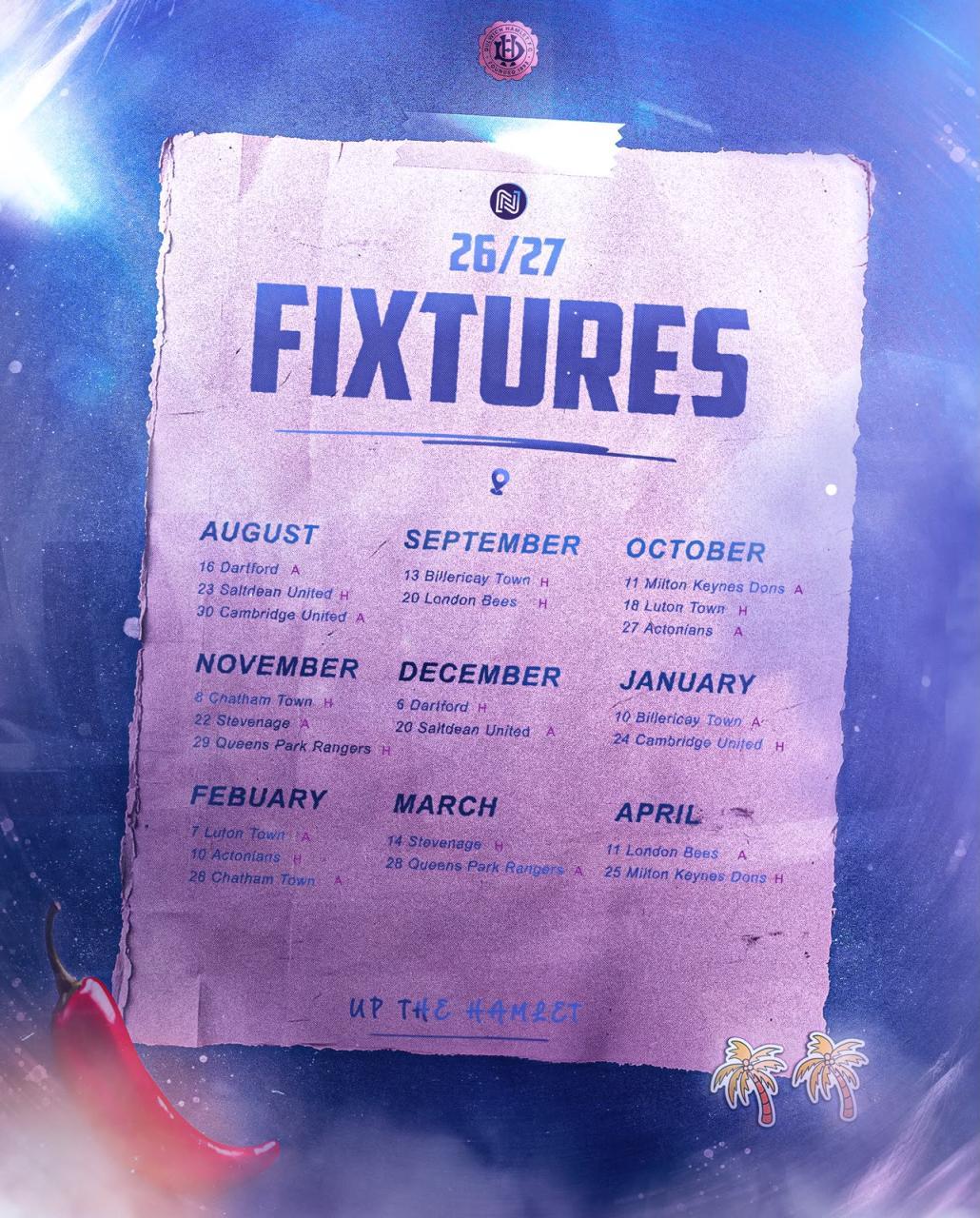 OUR 26/27 FAWNL FIXTURES