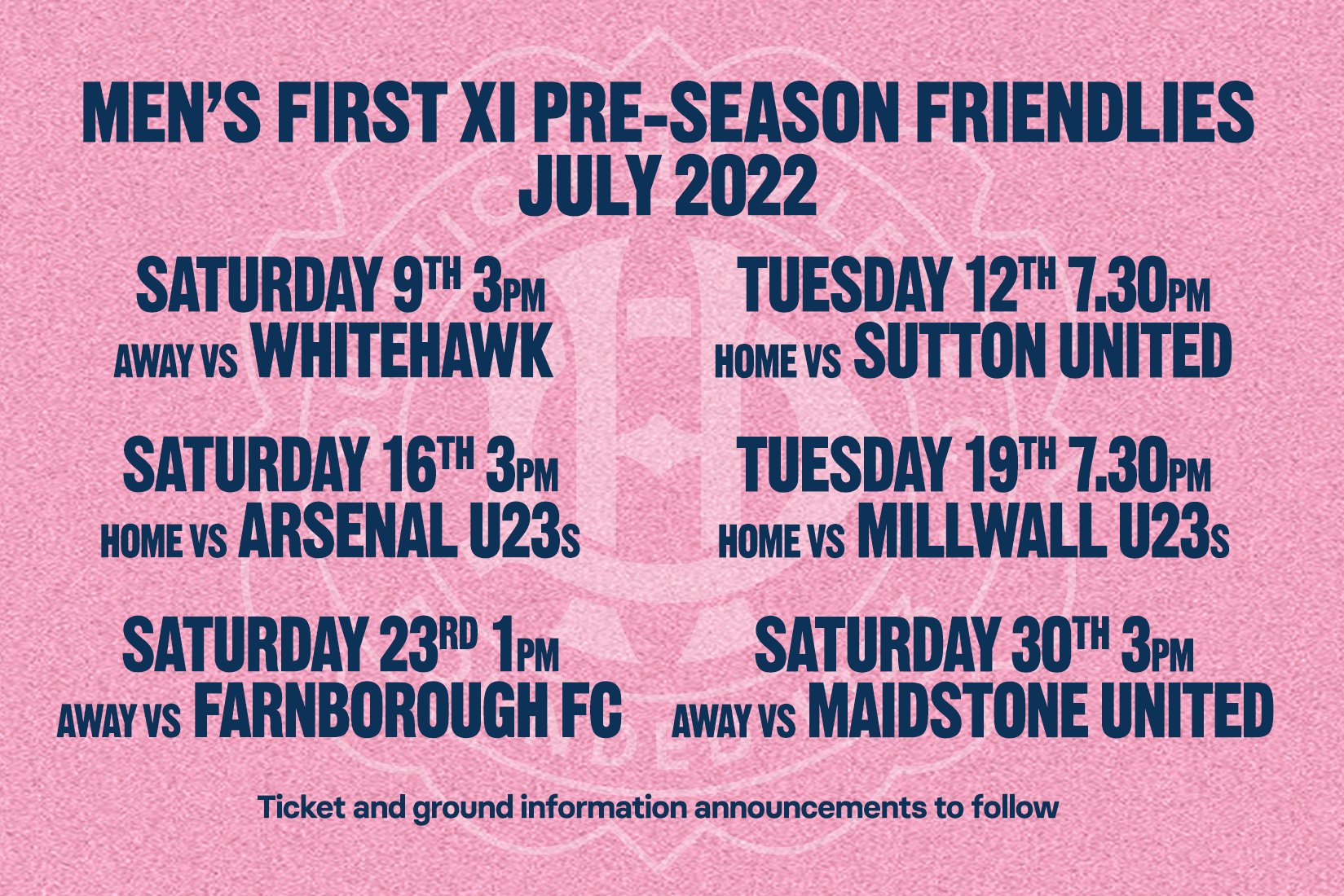 MEN'S FIRST TEAM PRE-SEASON JULY 2022
