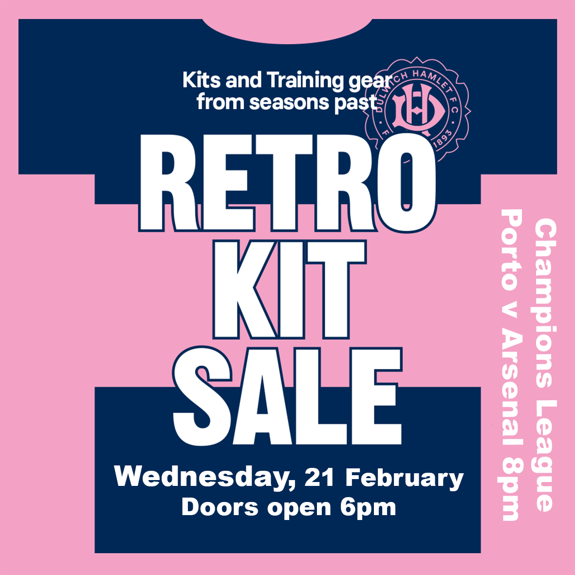 Retro Kit Sale &amp; Champions League, FC Porto v Arsenal Wednesday 21 February