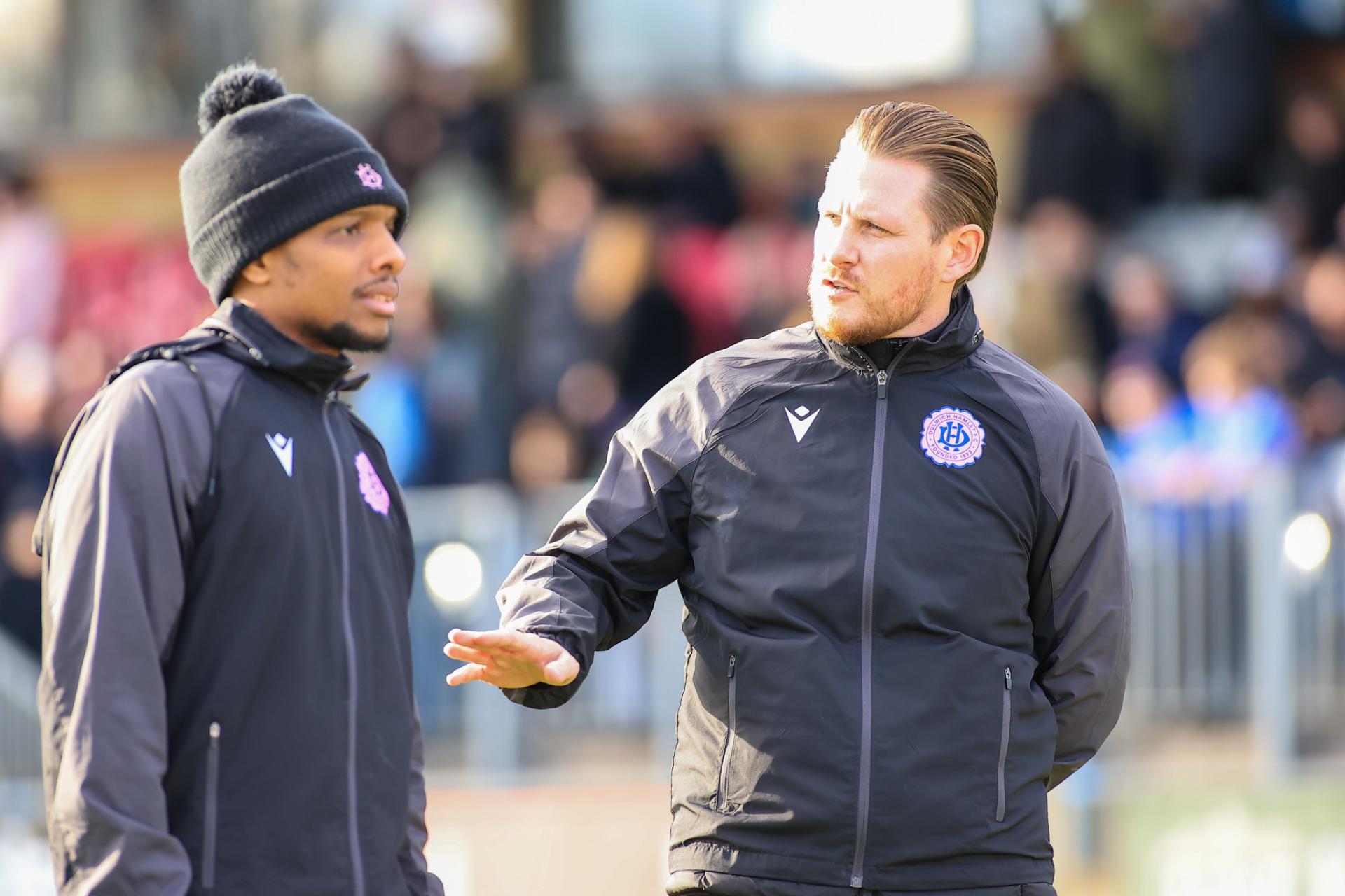 Mark Dacey reacts to Chichester City victory